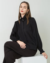Blouse en Soie à Col Volant Romantique