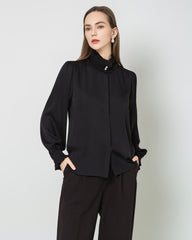 Blouse en Soie à Col Volant Romantique