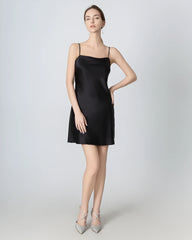 Robe Mini Cami en Soie Noire