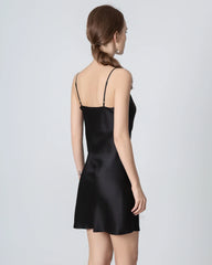 Robe Mini Cami en Soie Noire