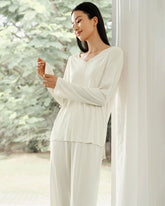 Ensemble de pyjama en maille mélangée de soie à manches longues