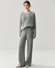 Pull col rond en soie et cachemire