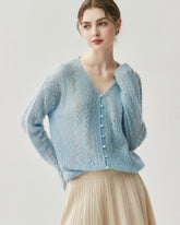 Cardigan fin en maille soie-cachemire