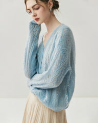 Cardigan fin en maille soie-cachemire