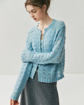 Cardigan en soie et cachemire avec boutons métalliques