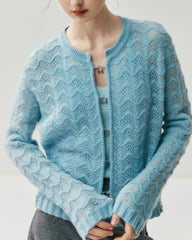 Cardigan en soie et cachemire avec boutons métalliques