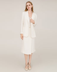 Blazer en Soie à Col Piqué 40 Momme White