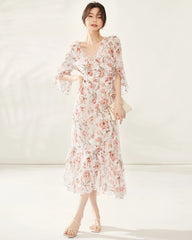 Élégante robe en soie pour une garden-party