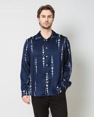 Chemise en Soie pour Homme à Imprimé Bleu Marine