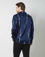 Chemise en Soie pour Homme à Imprimé Bleu Marine