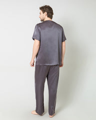 Ensemble de Pyjama en Soie pour Hommes à Manches Courtes et Pantalon