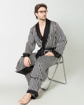 Robe Longue Rayée en Soie pour Homme