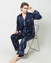 Ensemble de Pyjama en Soie Imprimé Marine pour Homme
