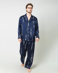 Ensemble de Pyjama en Soie Imprimé Marine pour Homme