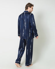 Ensemble de Pyjama en Soie Imprimé Marine pour Homme