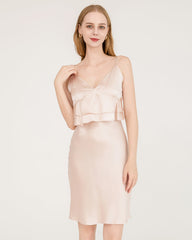 Nuisette en Soie à Volant Superposé