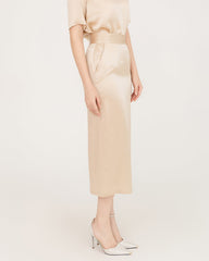 Ensemble Jupe Midi en Soie et Blouse en Soie à Décolleté en V