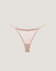 Ensemble soutien-gorge en soie sans armature et string en V