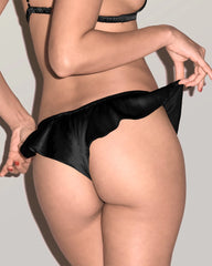 Ensemble triangle en soie & string à volants