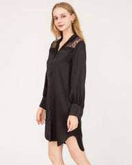 Chemise de Nuit en Soie 22 Momme avec Dentelle