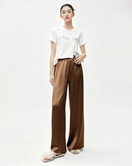 Pantalon large en triacétate effet soie