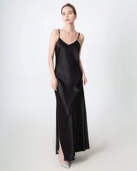Robe Maxi en Soie à Décolleté en V et Fente