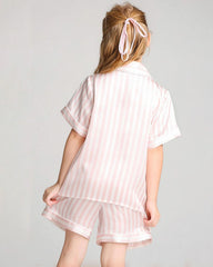 Ensemble de Pyjama à Rayures Courtes pour Enfants en Soie