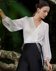 Blouse cache-cœur en soie