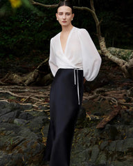 Blouse cache-cœur en soie