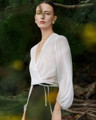 Blouse cache-cœur en soie