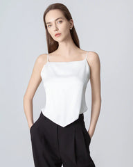 Camisole en Soie à Dos Noué et Col Carré