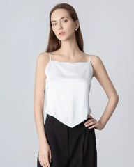 Camisole en Soie à Dos Noué et Col Carré