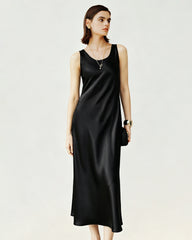 Robe Maxi Triacétate Sans Manches Coupe Biais