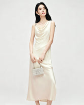 Robe en triacétate col bénitier à taille froncée