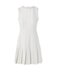 Robe courte plissée évasée en triacétate