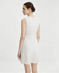 Robe courte plissée évasée en triacétate