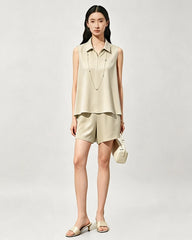 Ensemble deux pièces en triacétate avec polo à zip et short