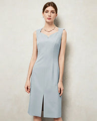 Robe midi fourreau en triacétate à encolure cœur