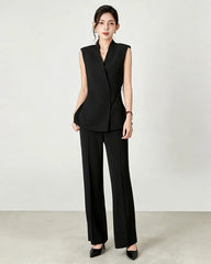 Ensemble tailleur en triacétate avec gilet blazer et pantalon large