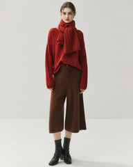 Pull en cachemire et soie à col en V torsadé