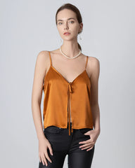 Camisole en Soie à Col V et Ouverture Frontale