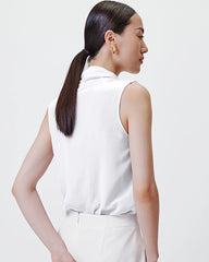 Top en Soie à Décolleté en V et Plissures