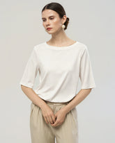 T-shirt en jersey de soie lavable col rond
