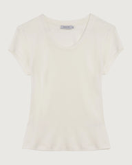 T-shirt en jersey de soie lavable col dégagé ajusté