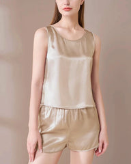 Pyjama en soie lavable avec haut à bretelles