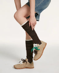 Chaussettes femme côtelées style slouchy en mélange cachemire et modal