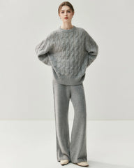 Pantalon large en tricot laine et cachemire pour femme