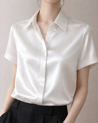 Chemise en Soie Classique à Boutons pour Femme