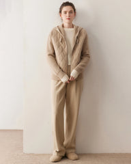 Gilet en cachemire à capuche zippé pour femme