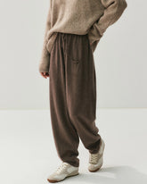 Pantalon femme en laine et cachemire à coupe décontractée